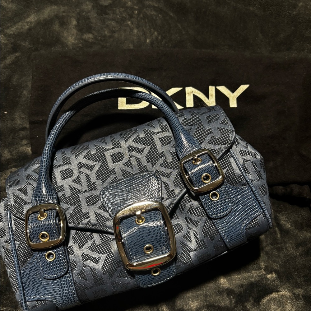 DKNY Navy Monogram Satchel